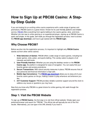 How to Sign Up at PBC88 Casino_ A Step-by-Step Guide