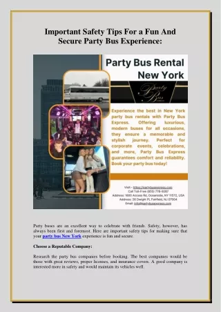 Important Safety Tips For a Fun And Secure Party Bus Experience