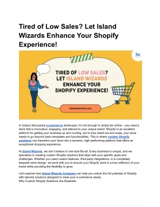 Tired of Low Sales_ Let Island Wizards Enhance Your Shopify Experience!