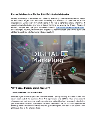 Dheeray Digital Academy_ The Best Digital Marketing Institute in Jaipur