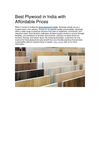 Best Plywood in India with Affordable Prices
