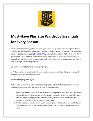 Must-Have Plus Size Wardrobe Essentials for Every Season