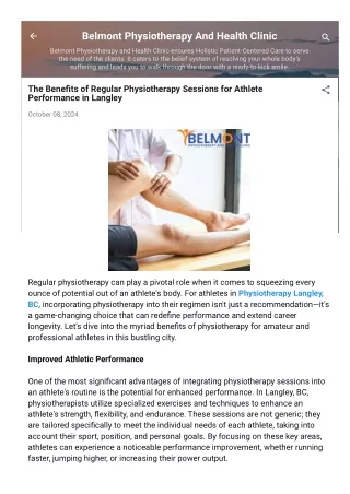 The Benefits of Regular Physiotherapy Sessions for Athlete Performance in Langle