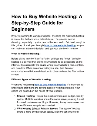 How to Buy Website Hosting: A Step-by-Step Guide for Beginners