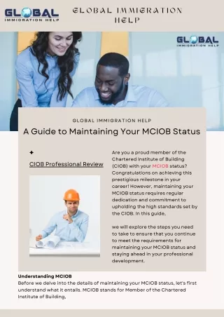 A Guide to Maintaining Your MCIOB Status