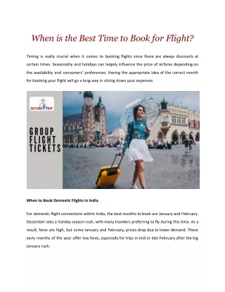 When is the Best Time to Book for Flight