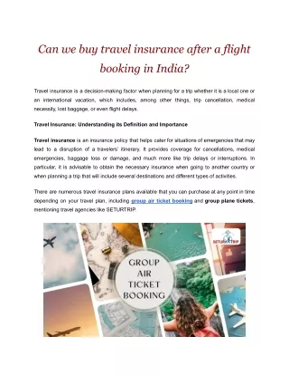 Can we buy travel insurance after flight booking in India