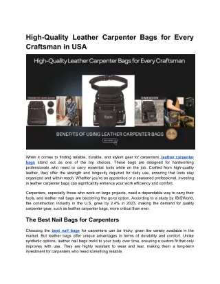 Leather Carpenter Bags for Every Craftsman