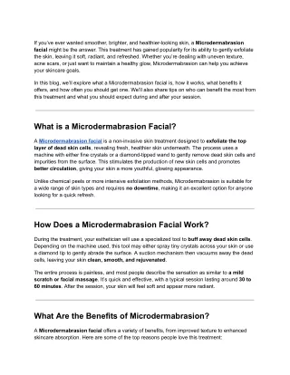 Experience the Glow_ Everything You Need to Know About Microdermabrasion Facials