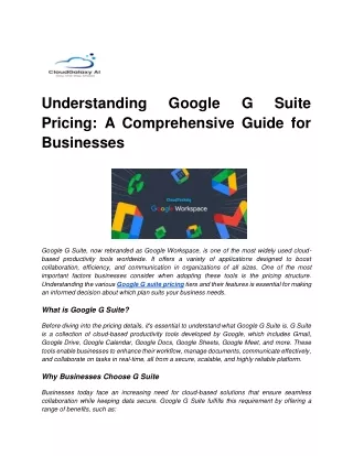 Comprehensive Guide to Google G Suite Pricing for Businesses