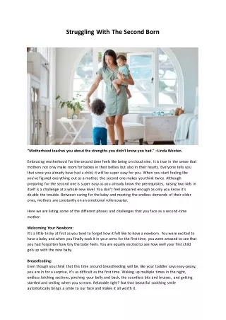 Struggling With The Second Born baby