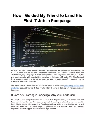 How I Guided My Friend to Land His First IT Job in Pampanga