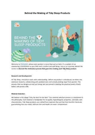 Behind the Making of Tidy Sleep Products