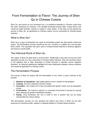 From Fermentation to Flavor_ The Journey of Shen Qu in Chinese Cuisine