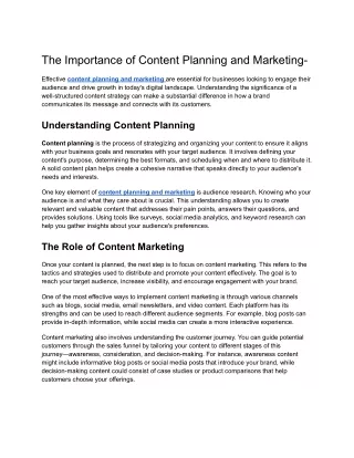 The Importance of Content Planning and Marketing-