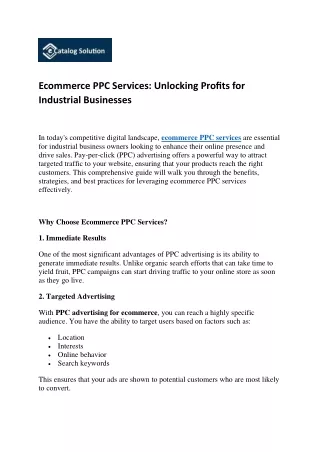 Ecommerce PPC Services Unlocking Profits for Industrial Businesses