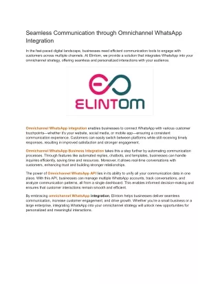 Seamless Communication through Omnichannel WhatsApp Integration