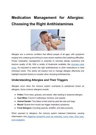 Medication Management for Allergies_ Choosing the Right Antihistamines