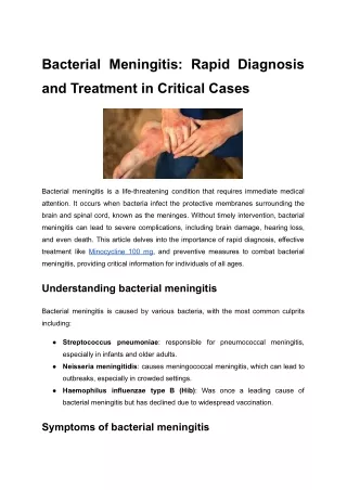 Bacterial Meningitis_ Rapid Diagnosis and Treatment in Critical Cases