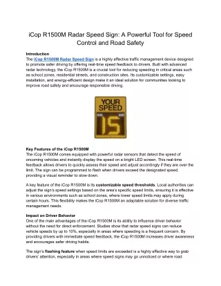 iCop R1500M Radar Speed Sign_ A Powerful Tool for Speed Control and Road Safety
