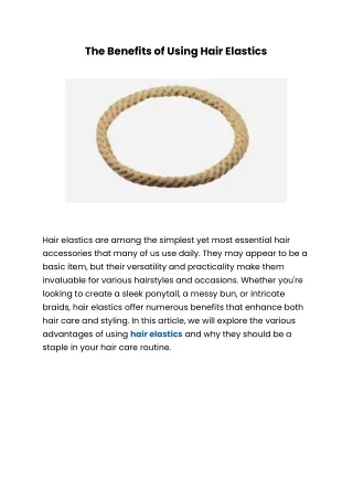 The Benefits of Using Hair Elastics