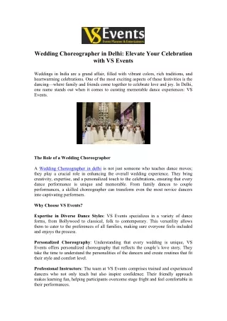 Your Perfect Wedding Choreographer in Delhi