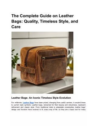 The Complete Guide on Leather Bags_ Quality, Timeless Style, and Care