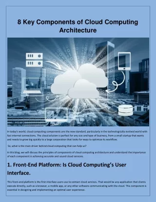 8 Essential Elements of Cloud Computing Architecture