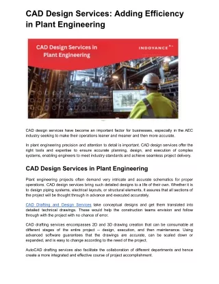 CAD Design Services Adding Efficiency in Plant Engineering