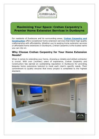 Maximizing Your Space Crehan Carpentry's Premier Home Extension Services in Dunboyne