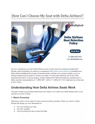 How Can I Choose My Seat with Delta Airlines |  1 (855) 559-2323