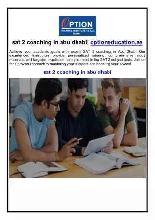 sat 2 coaching in abu dhabi| optioneducation.ae