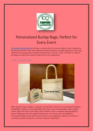 Personalized Burlap Bags Perfect for Every Event