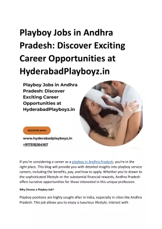 Playboy Jobs in Andhra Pradesh_ Discover Exciting Career Opportunities at HyderabadPlayboyz.in