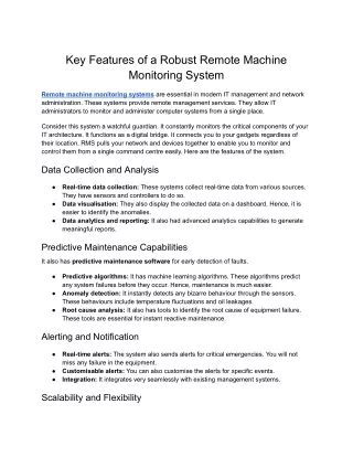 Prescient- Key Features of a Robust Remote Machine Monitoring System