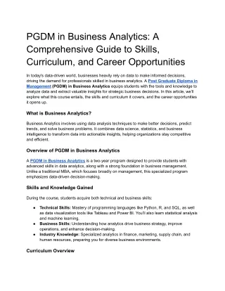 PGDM in Business Analytics_ A Comprehensive Guide to Skills, Curriculum, and Career Opportunities