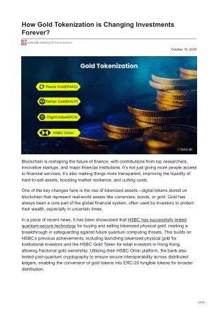 How Gold Tokenization is Changing Investments Forever