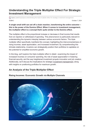 Understanding the Triple Multiplier Effect For Strategic Investment Management