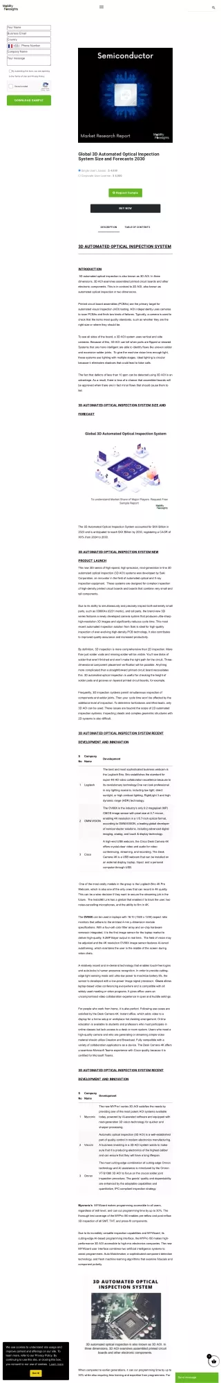 Global 3D Automated Optical Inspection System Trends 2030