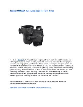 Zodiac R0445601 JEP Pump Body for Pool & Spa