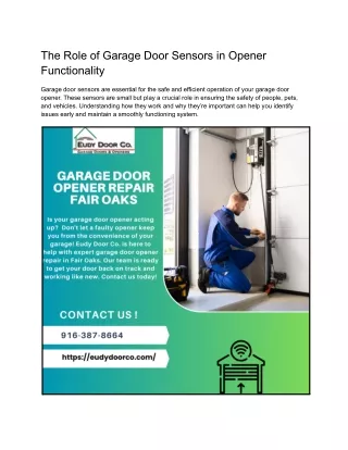 The Role of Garage Door Sensors in Opener Functionality