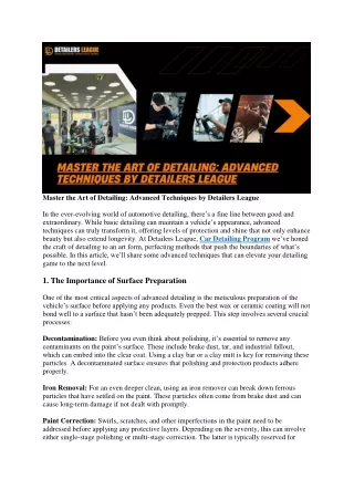 Master the Art of Detailing: Advanced Techniques by Detailers League