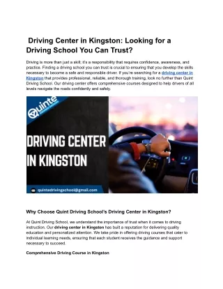 Driving Center in Kingston_ Looking for a Driving School You Can Trust