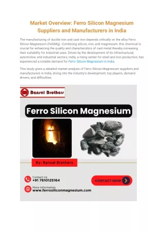 Market Overview_ Ferro Silicon Magnesium Suppliers and Manufacturers in India