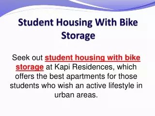 Student Housing With Bike Storage