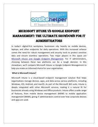 Microsoft Intune vs Google Endpoint Management The Ultimate Showdown for IT Administrators