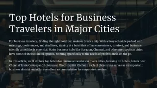 Top Hotels for Business Travelers in Major Cities