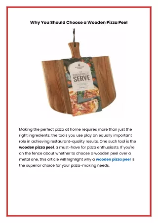 Why You Should Choose a Wooden Pizza Peel
