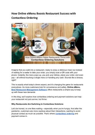 How Online eMenu Boosts Restaurant Success with Contactless Ordering