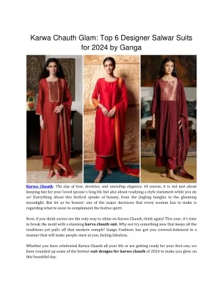 Top 6 Designer Salwar Suits for Karwa Chauth 2024 | Ganga Fashions